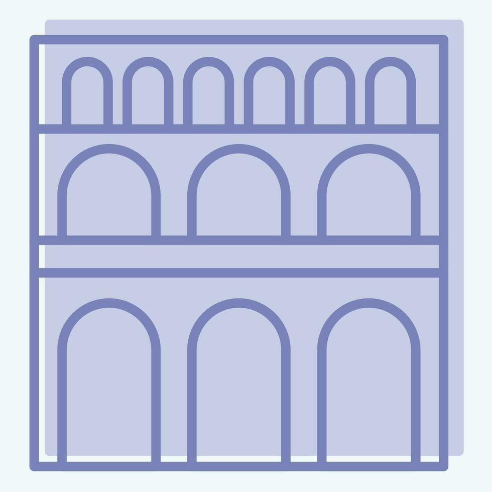 Icon Pont Du Gard. related to France symbol. two tone style. simple design editable. simple illustration vector