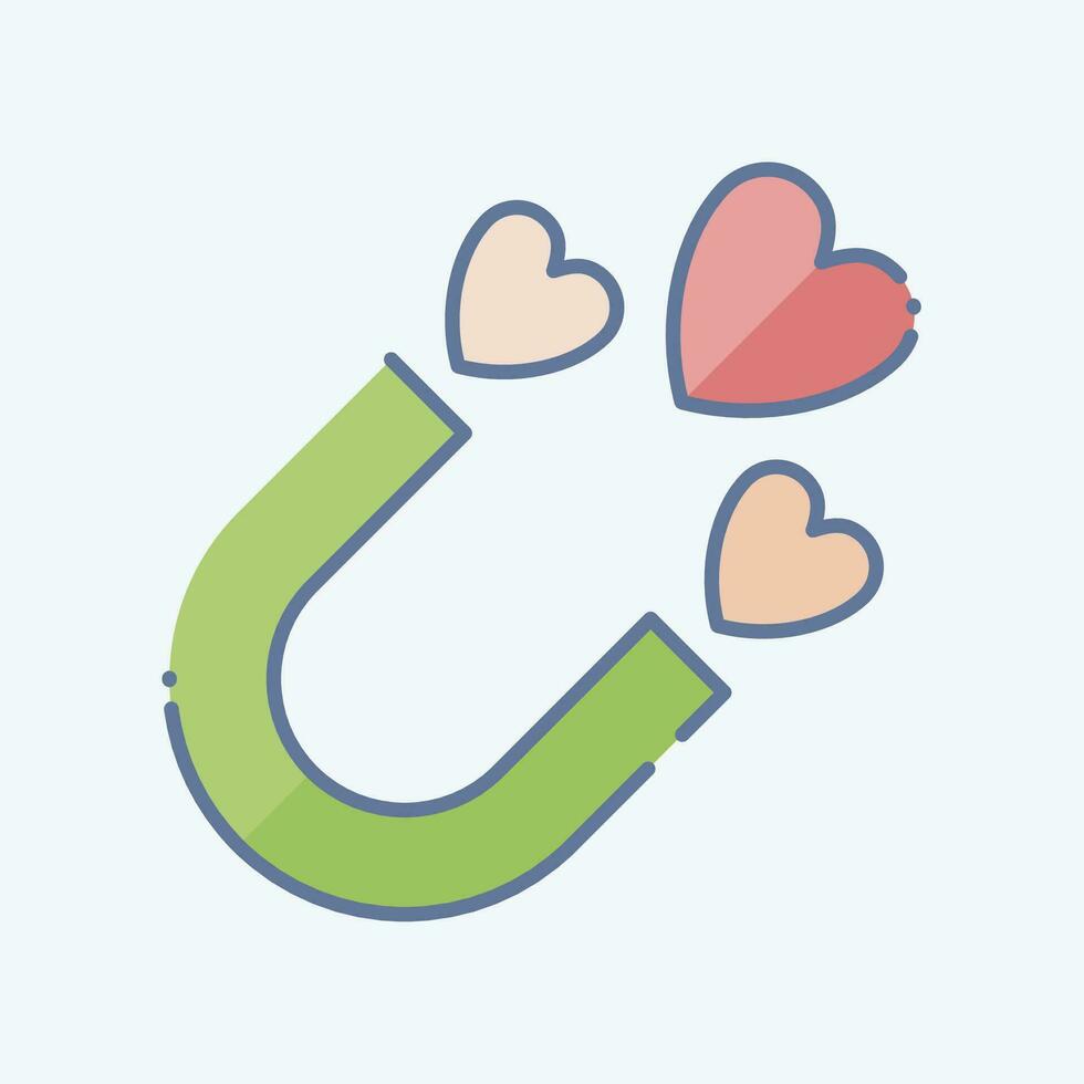 Icon Magnet. related to Valentine Day symbol. doodle style. simple design editable. simple illustration vector