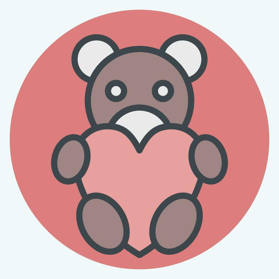 Icon Teddy Bear. related to Valentine Day symbol. color mate style. simple design editable. simple illustration vector