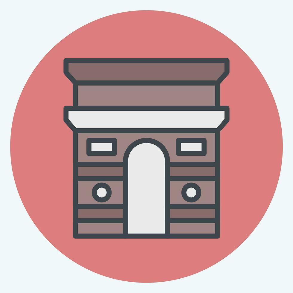 Icon ARC De Triomphe. related to France symbol. color mate style. simple design editable. simple illustration vector