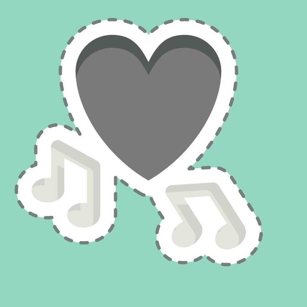 Sticker line cut Music. related to Valentine Day symbol. simple design editable. simple illustration vector