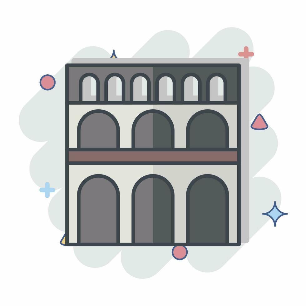 Icon Pont Du Gard. related to France symbol. comic style. simple design editable. simple illustration vector