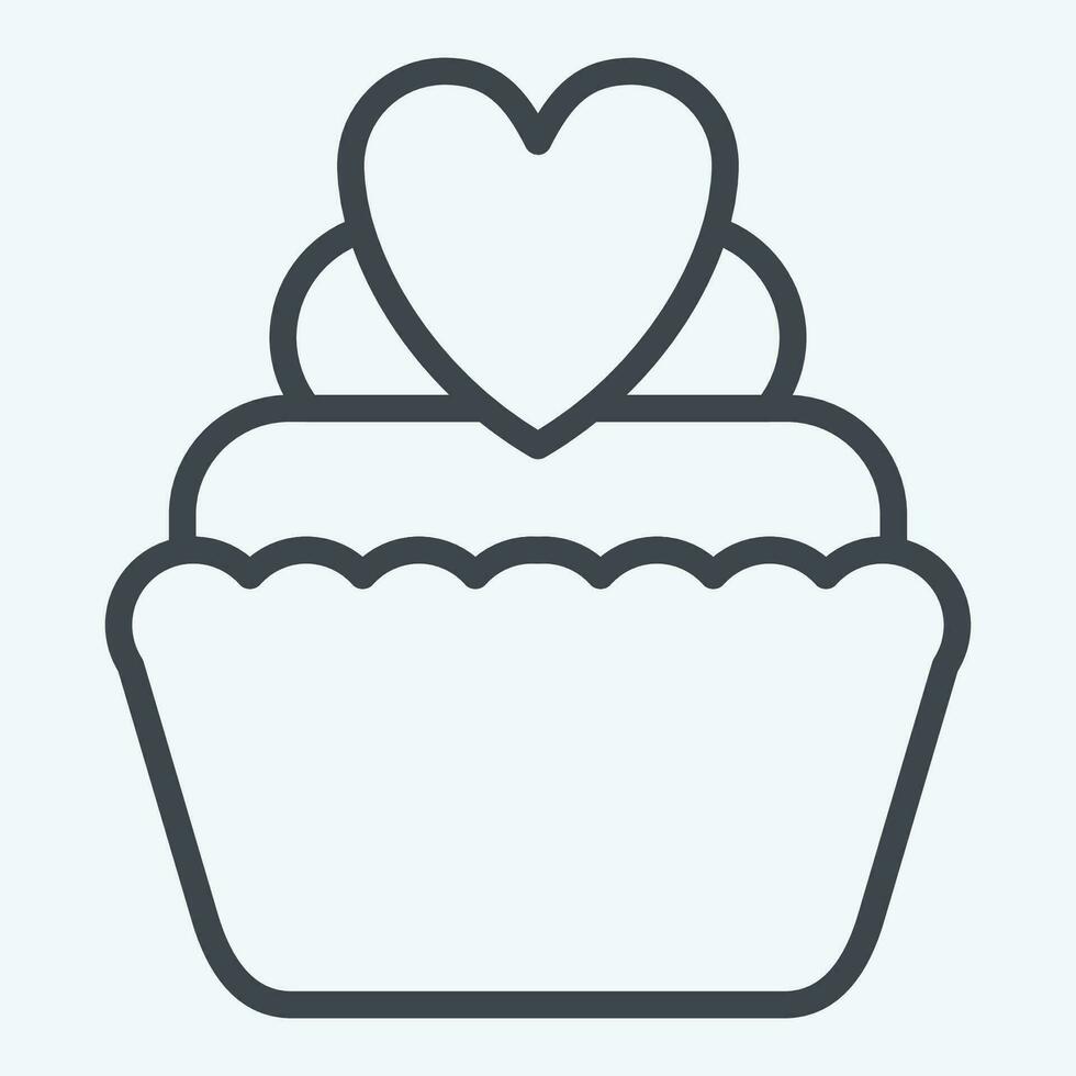 Icon Cup Cake. related to Valentine Day symbol. line style. simple design editable. simple illustration vector