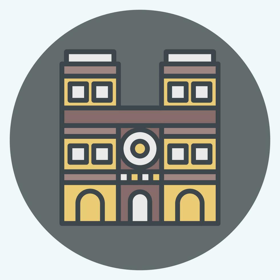 Icon Notre Dame. related to France symbol. color mate style. simple design editable. simple illustration vector