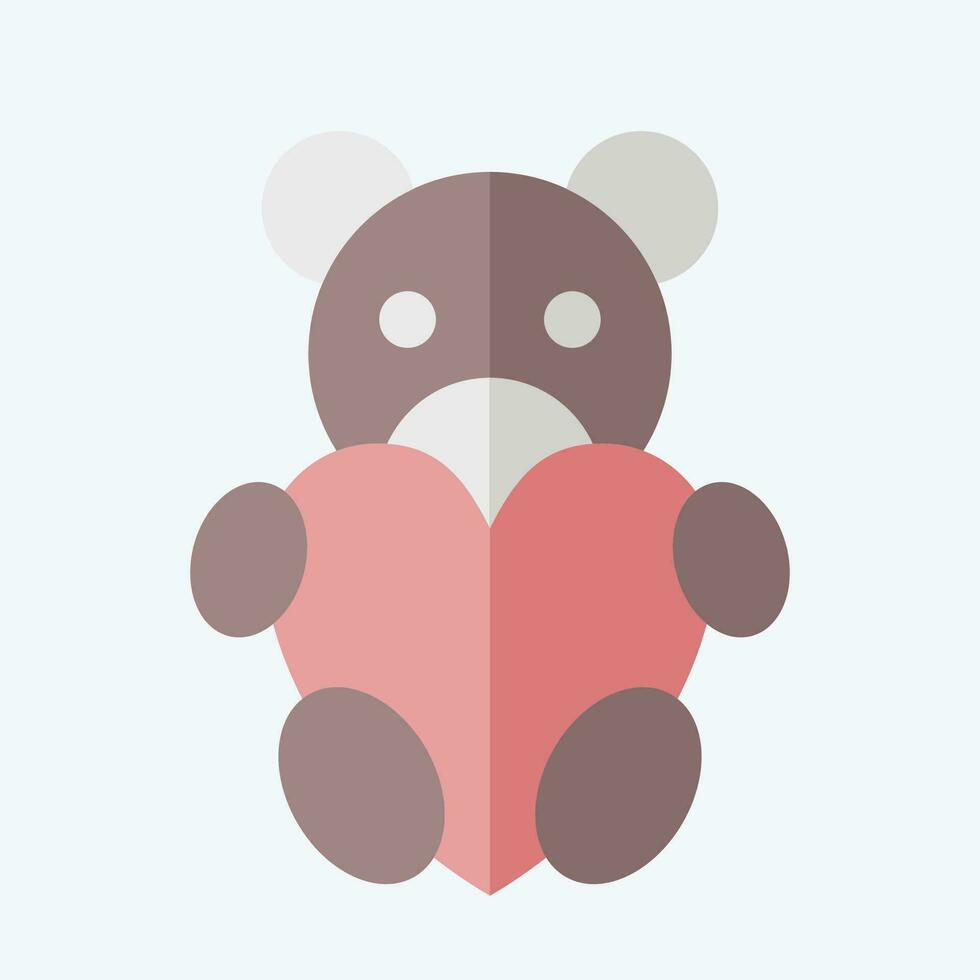 Icon Teddy Bear. related to Valentine Day symbol. flat style. simple design editable. simple illustration vector