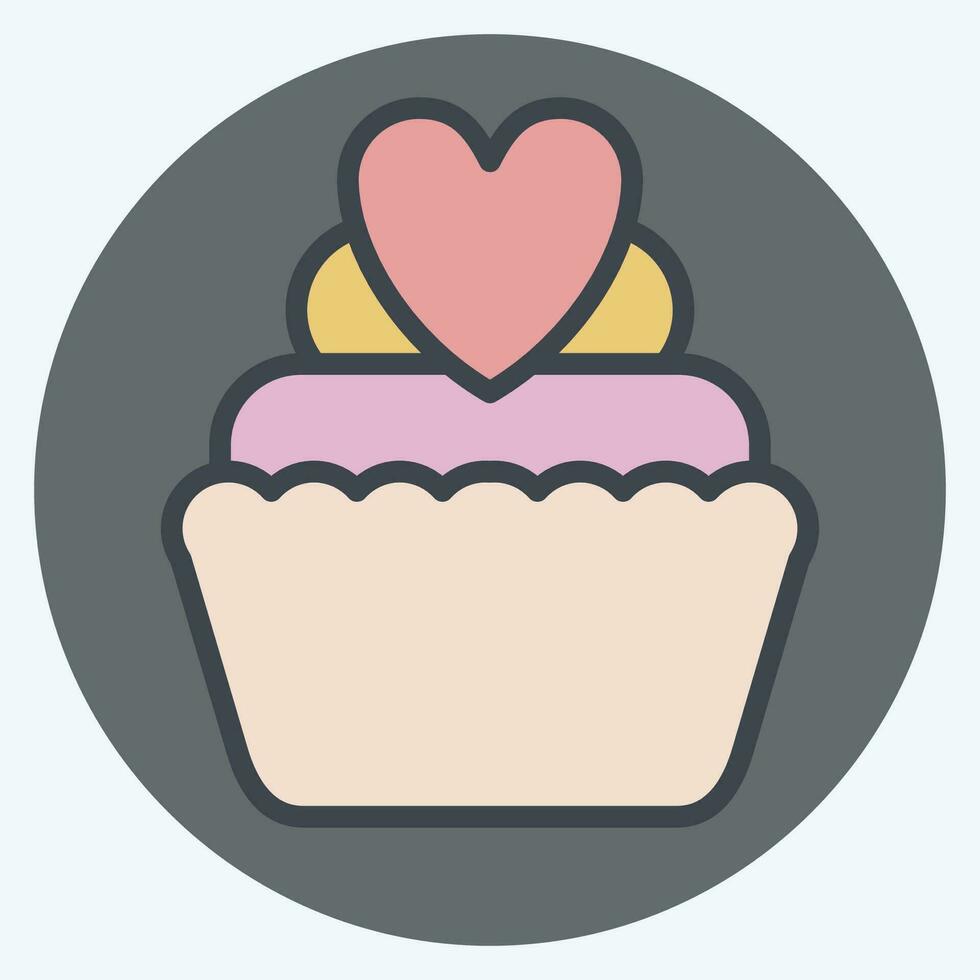 Icon Cup Cake. related to Valentine Day symbol. color mate style. simple design editable. simple illustration vector