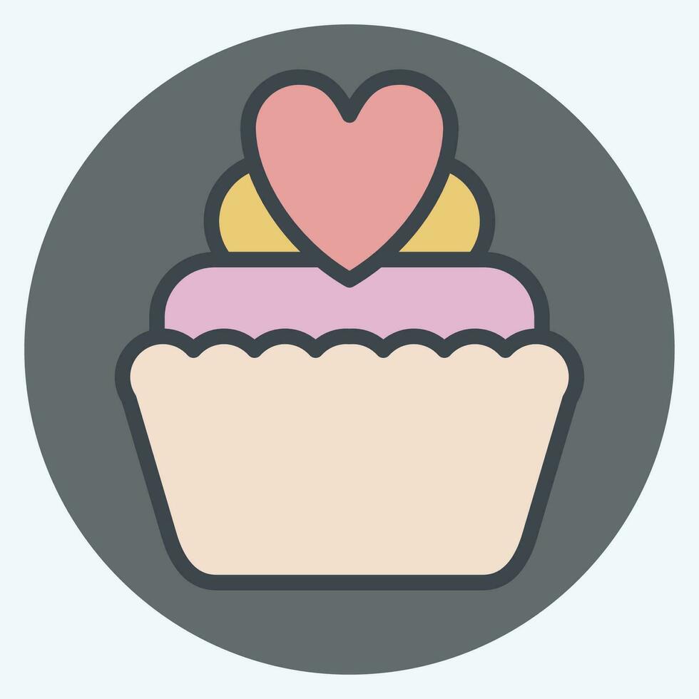 Icon Cup Cake. related to Valentine Day symbol. color mate style. simple design editable. simple illustration vector