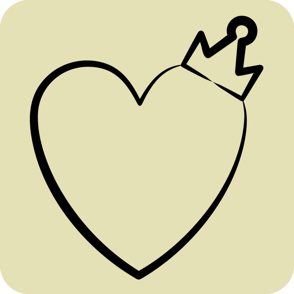 Icon Love King. related to Valentine Day symbol. hand drawn style. simple design editable. simple illustration vector