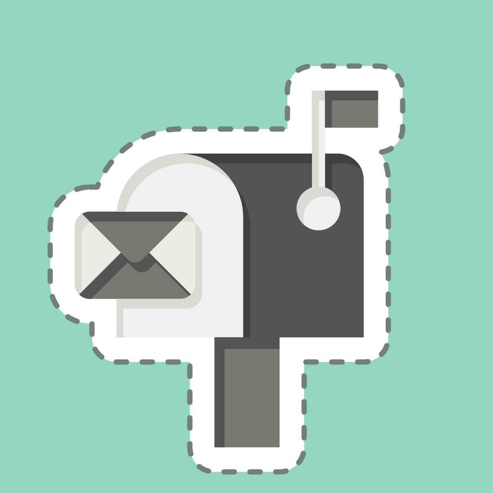 Sticker line cut Mailbox. related to Communication symbol. Communication. simple design editable. simple illustration vector