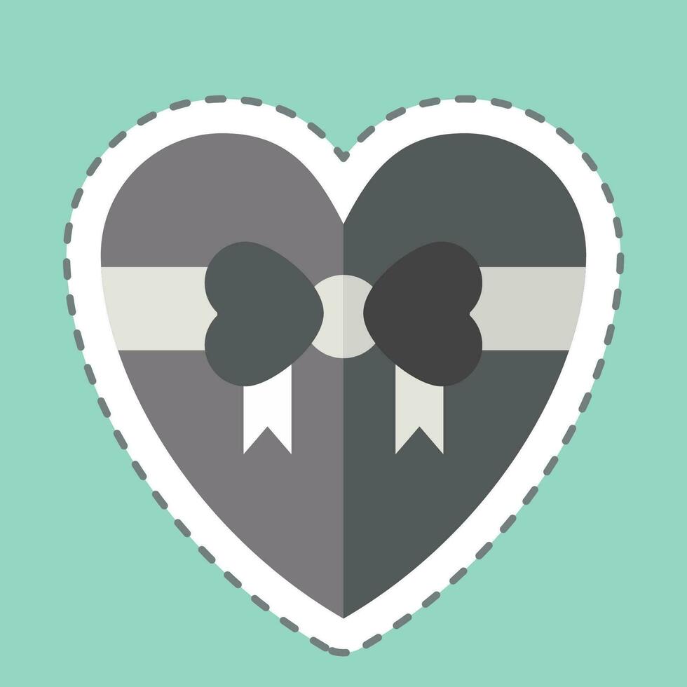 Sticker line cut Gift. related to Valentine Day symbol. simple design editable. simple illustration vector