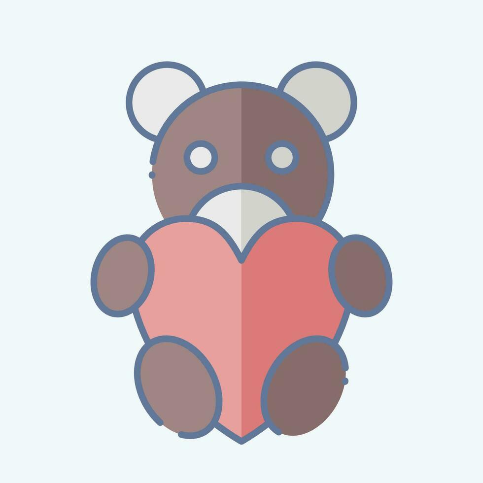 Icon Teddy Bear. related to Valentine Day symbol. doodle style. simple design editable. simple illustration vector
