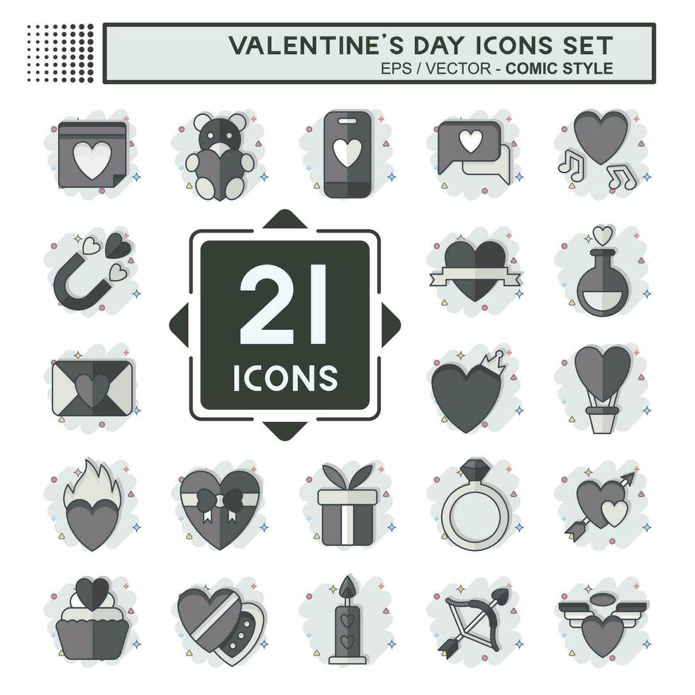 Icon Set Valentine Day. related to Love symbol. comic style. simple design editable. simple illustration vector