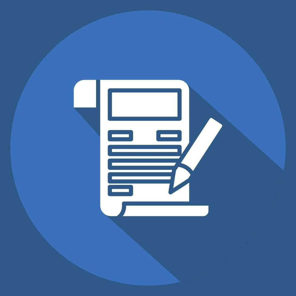 Icon Writing. related to Communication symbol. long shadow style. simple design editable. simple illustration vector