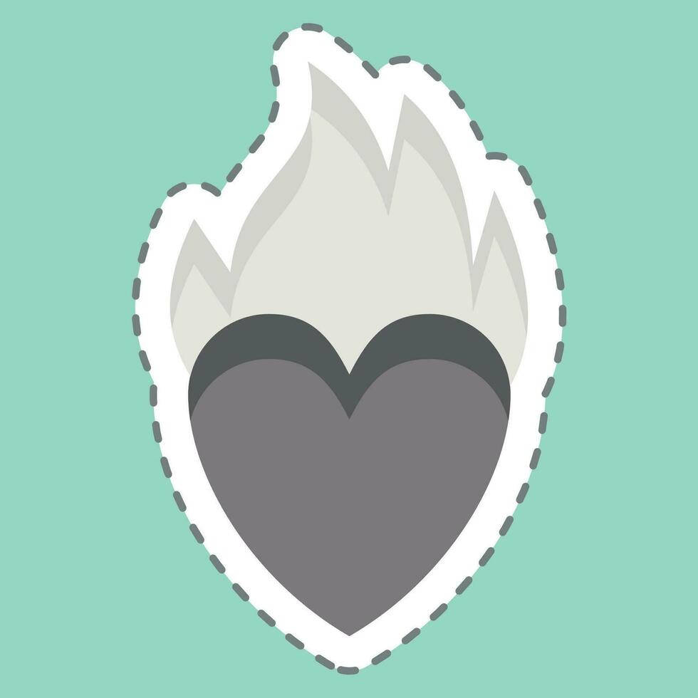 Sticker line cut Heart Fire. related to Valentine Day symbol. simple design editable. simple illustration vector
