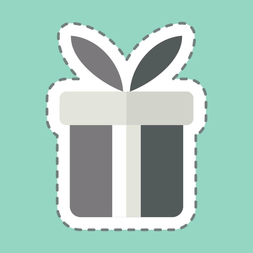 Sticker line cut Gift Love. related to Valentine Day symbol. simple design editable. simple illustration vector