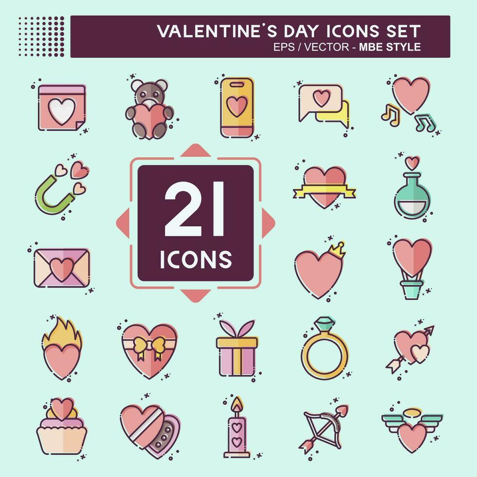 Icon Set Valentine Day. related to Love symbol. MBE style. simple design editable. simple illustration vector