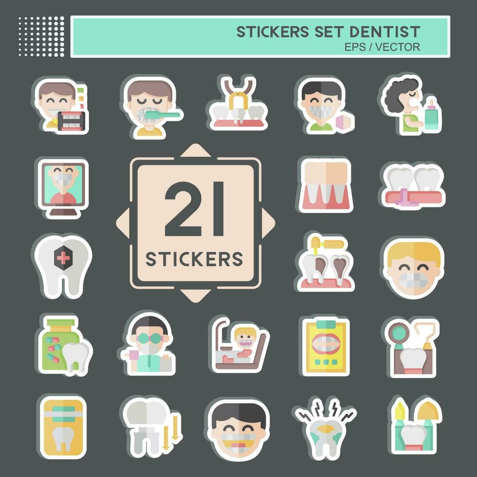 Sticker Set Dentist. related to Medice symbol. simple design editable. simple illustration vector