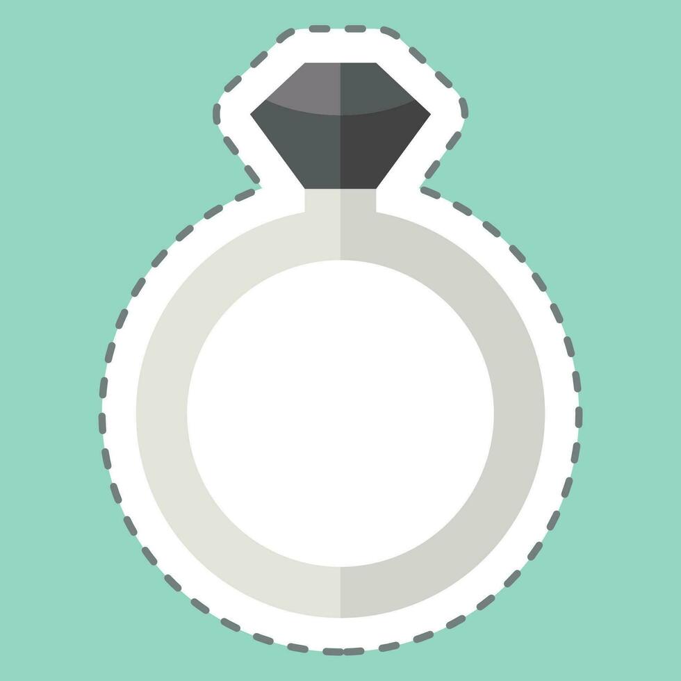 Sticker line cut Diamond Ring. related to Valentine Day symbol. simple design editable. simple illustration vector
