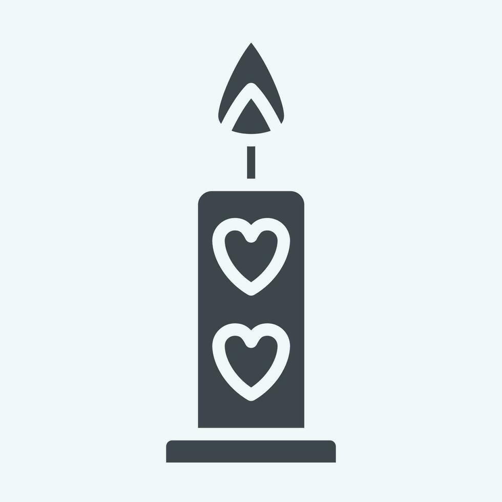 Icon Candle. related to Valentine Day symbol. glyph style. simple design editable. simple illustration vector