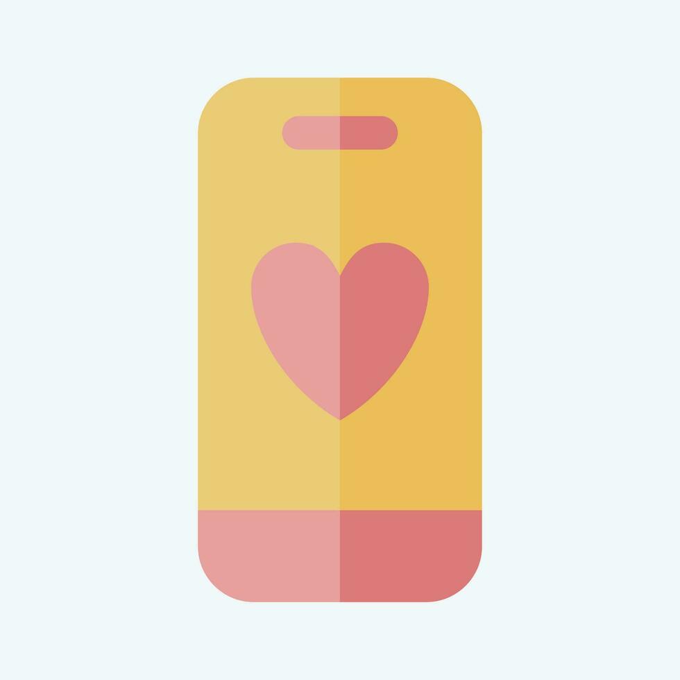 Icon Smart Phone. related to Valentine Day symbol. flat style. simple design editable. simple illustration vector