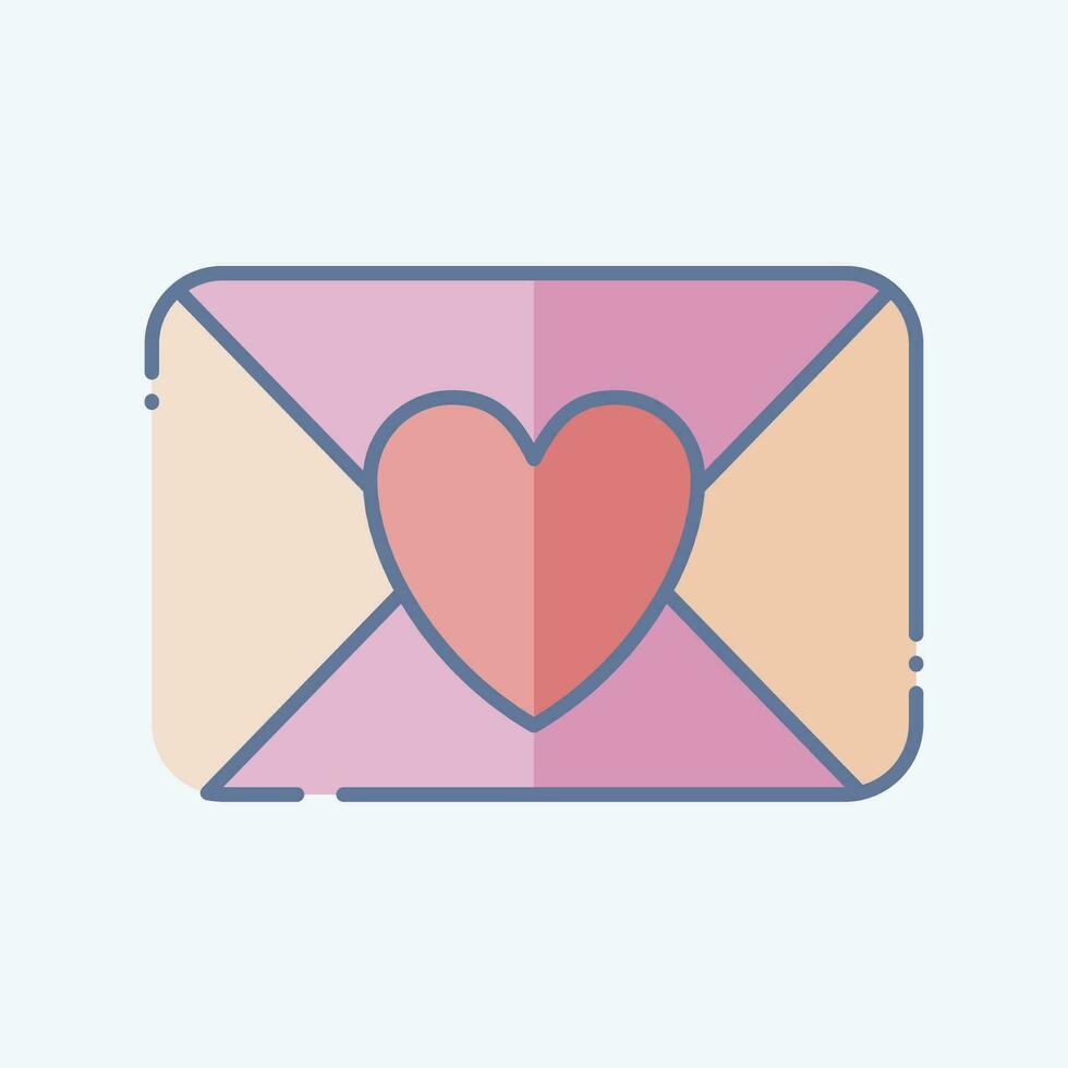 Icon Love Letter. related to Valentine Day symbol. doodle style. simple design editable. simple illustration vector