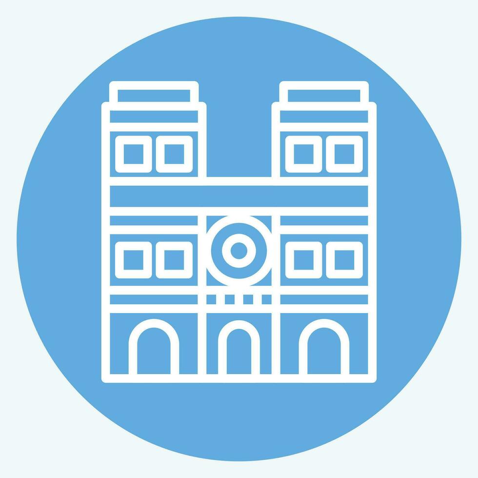 Icon Notre Dame. related to France symbol. blue eyes style. simple design editable. simple illustration vector