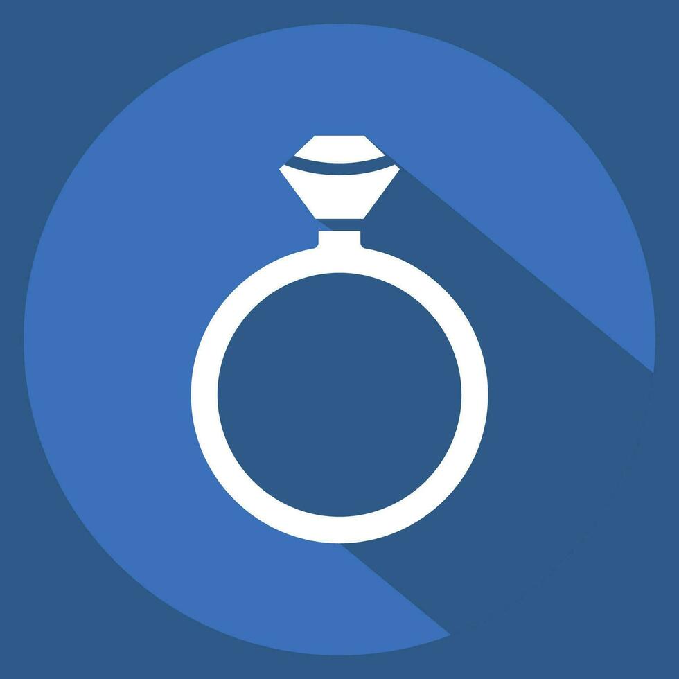 Icon Diamond Ring. related to Valentine Day symbol. long shadow style. simple design editable. simple illustration vector
