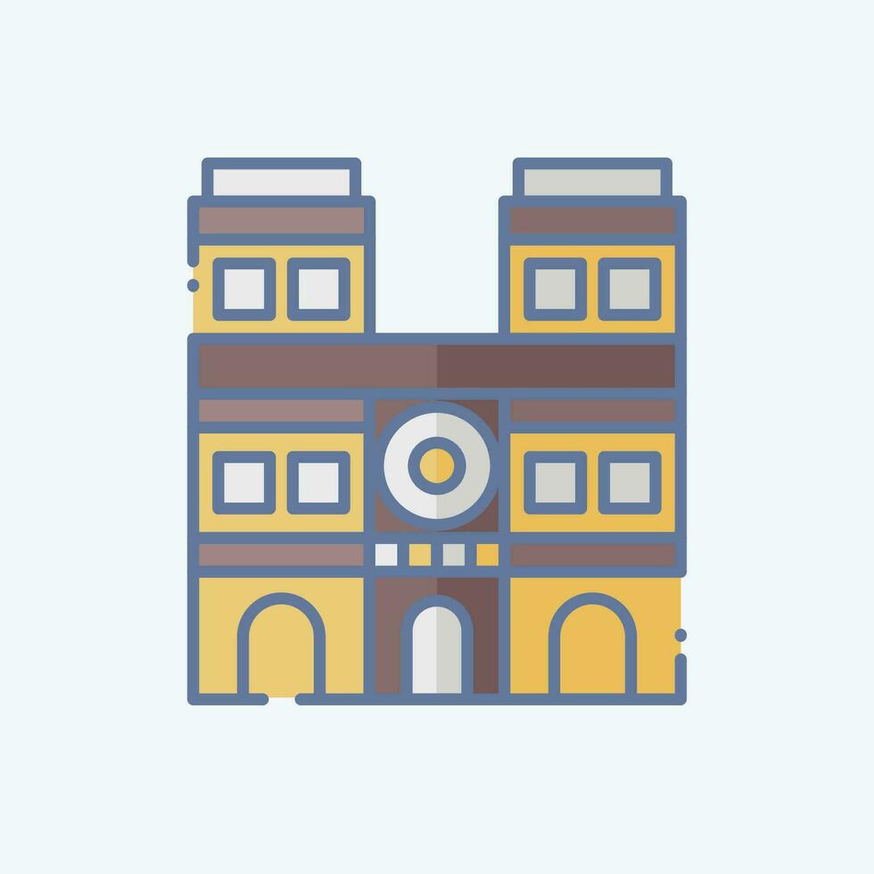 Icon Notre Dame. related to France symbol. doodle style. simple design editable. simple illustration vector