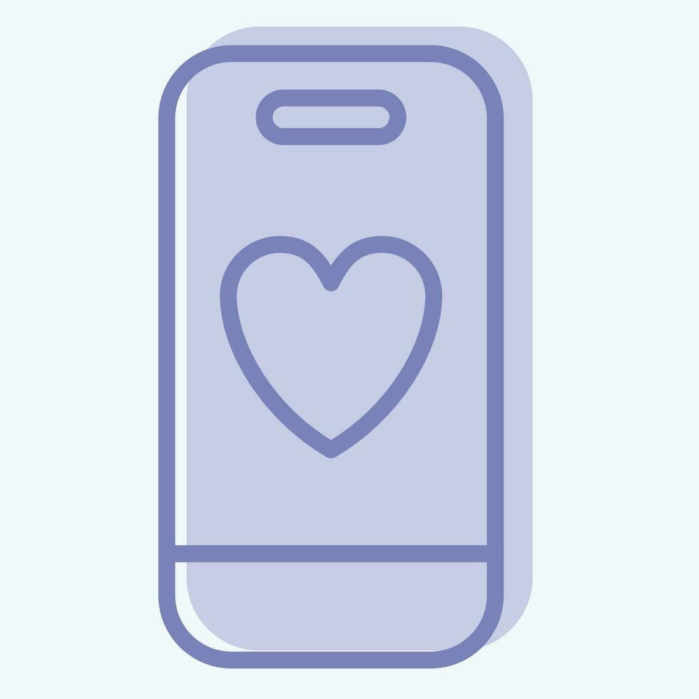 Icon Smart Phone. related to Valentine Day symbol. two tone style. simple design editable. simple illustration vector
