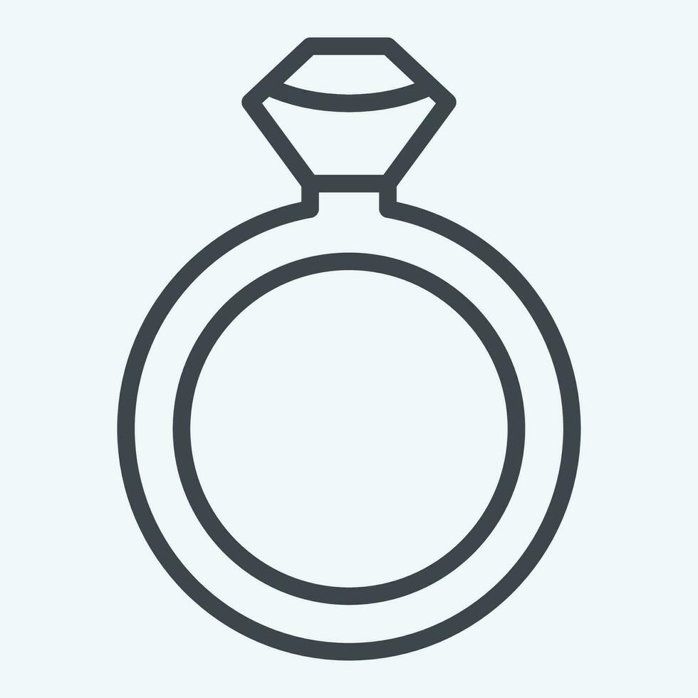 Icon Diamond Ring. related to Valentine Day symbol. line style. simple design editable. simple illustration vector