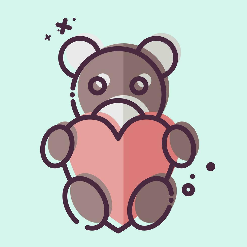 Icon Teddy Bear. related to Valentine Day symbol. MBE style. simple design editable. simple illustration vector