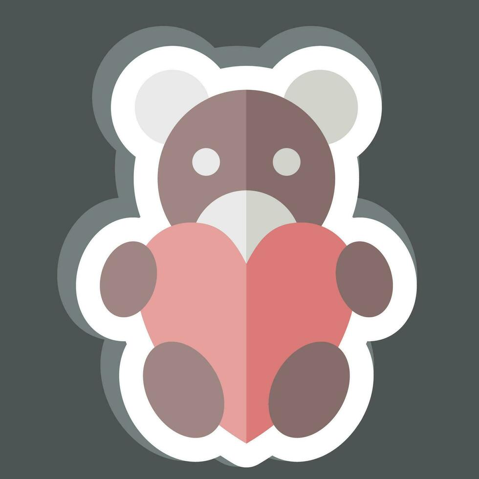 Sticker Teddy Bear. related to Valentine Day symbol. glyph style. simple design editable. simple illustration vector