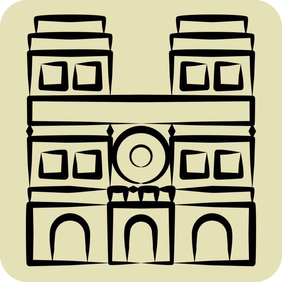 Icon Notre Dame. related to France symbol. hand drawn style. simple design editable. simple illustration vector