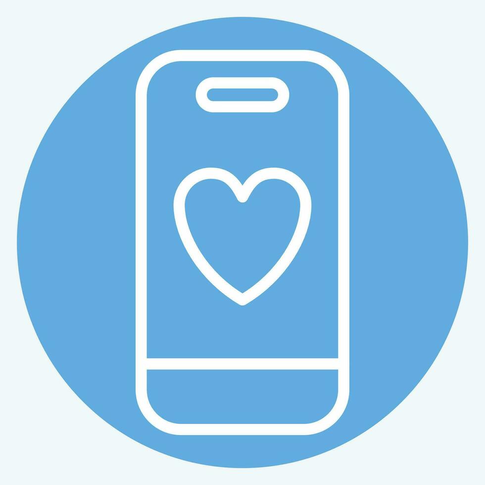 Icon Smart Phone. related to Valentine Day symbol. blue eyes style. simple design editable. simple illustration vector
