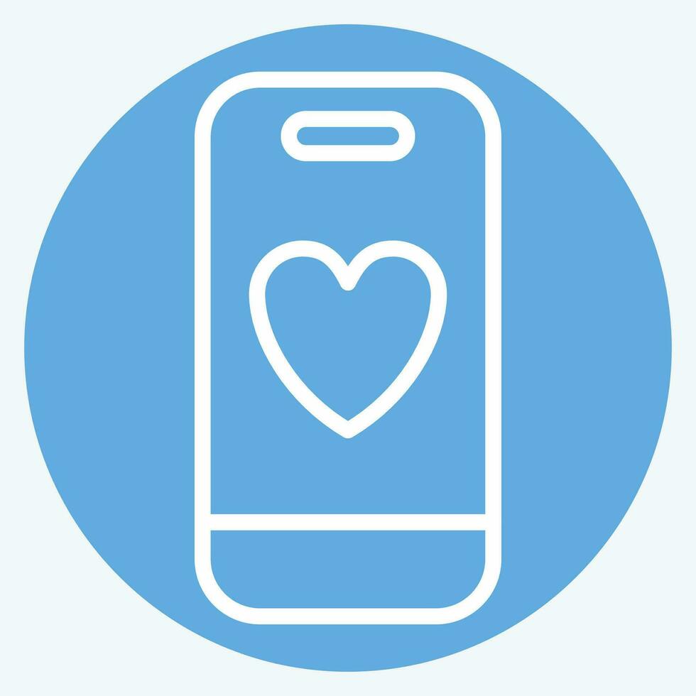 Icon Smart Phone. related to Valentine Day symbol. blue eyes style. simple design editable. simple illustration vector