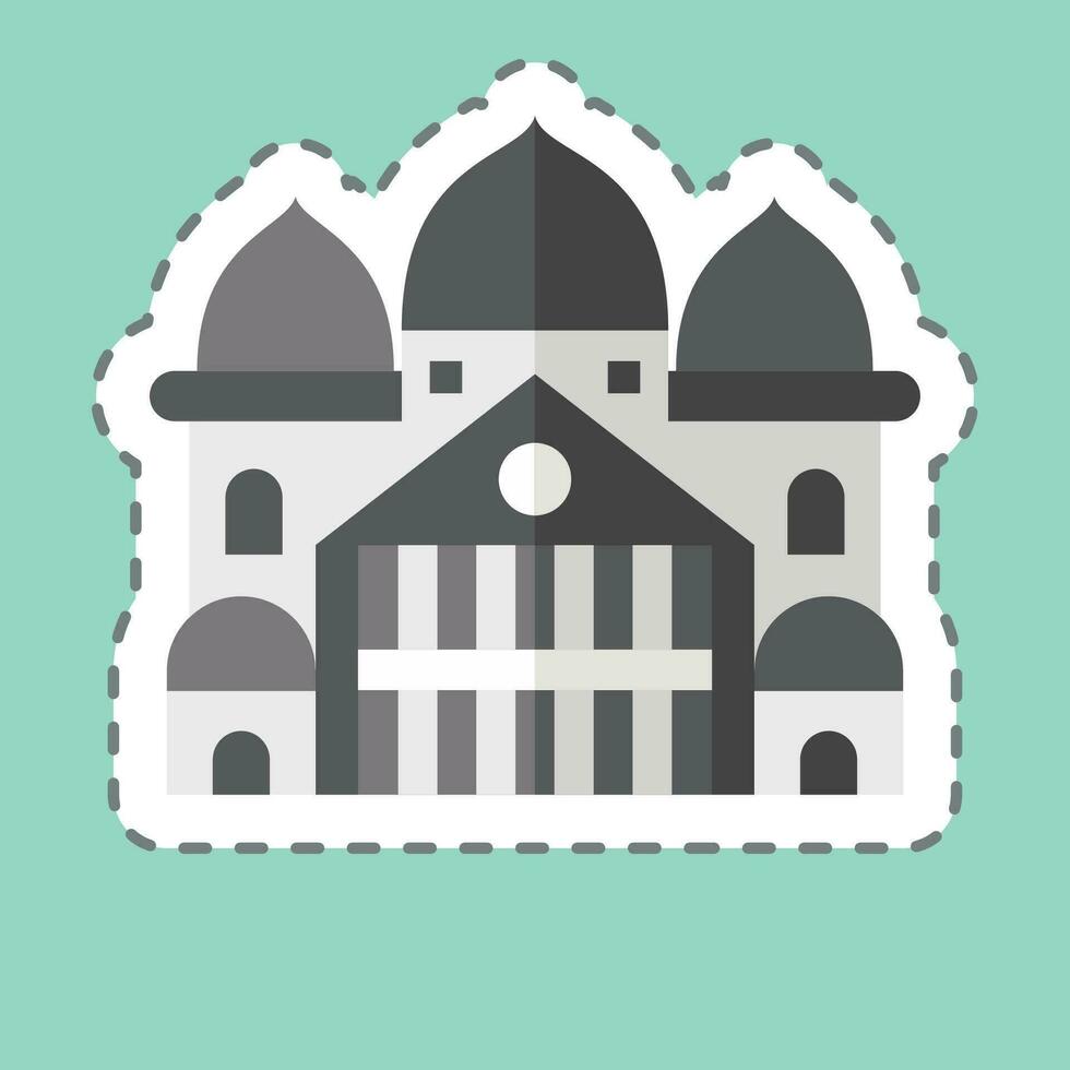 Sticker line cut Sacre Coeur. related to France symbol. simple design editable. simple illustration vector