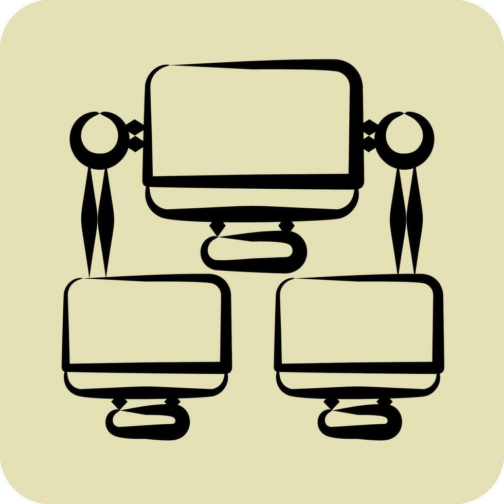 Icon Connection Computer. related to Communication symbol. hand drawn style. simple design editable. simple illustration vector