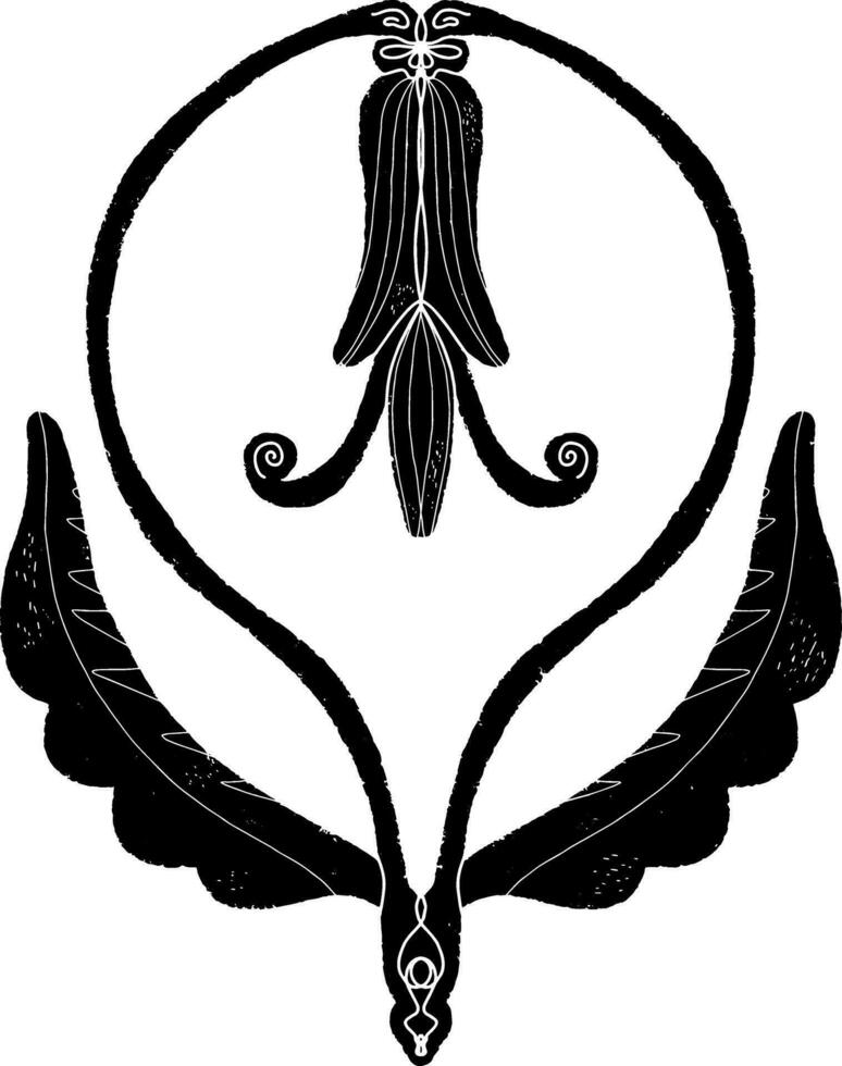 a black and white drawing of a flower with wings vector