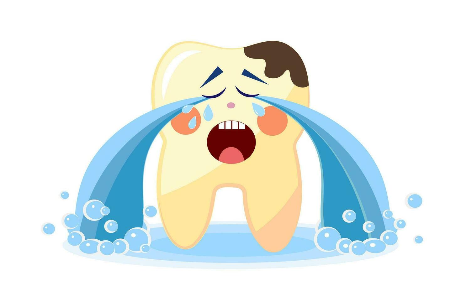 Tooth cries from pain. A tooth with caries. Dentistry. Medicine vector