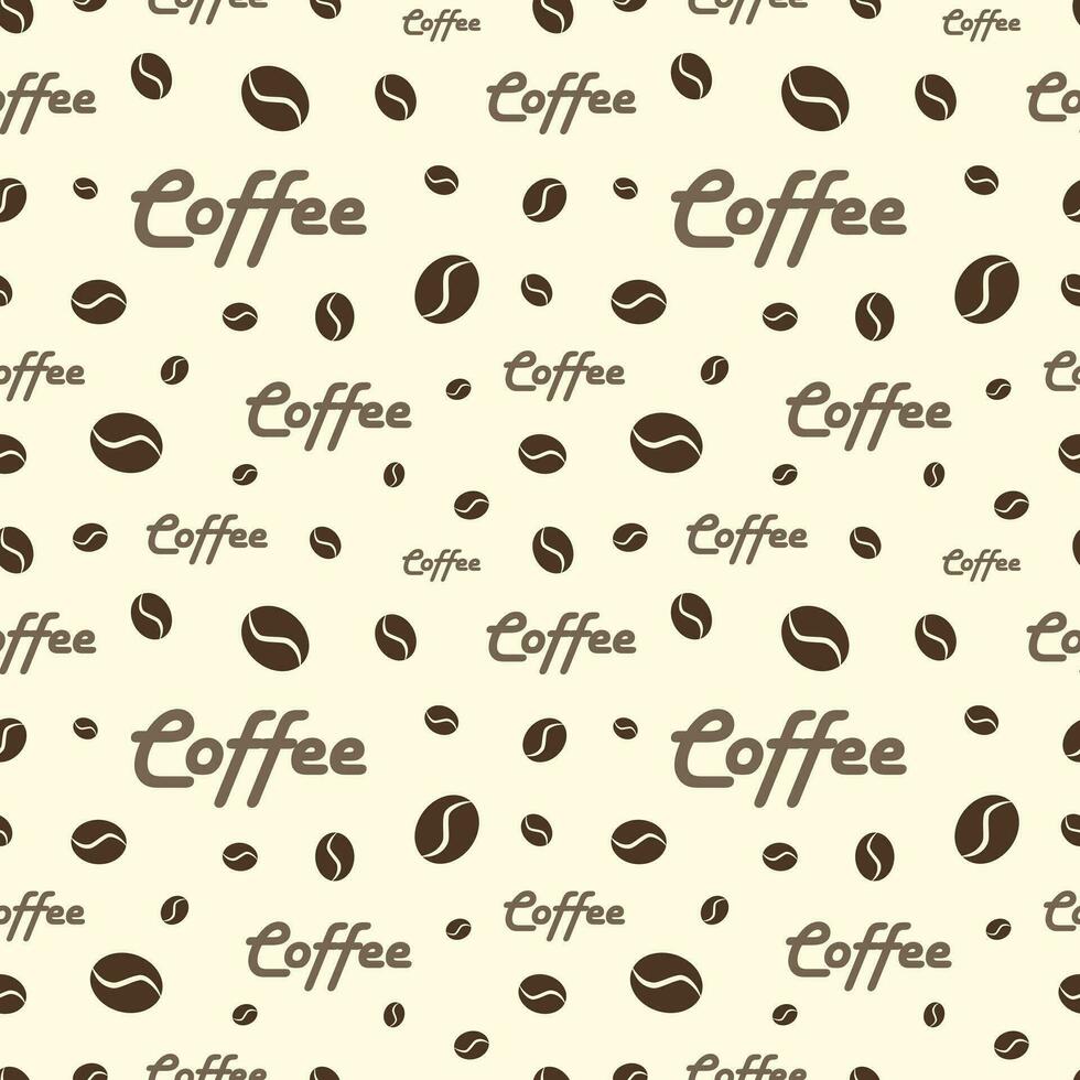 sin costura textura de café frijoles y letras. marrón café vector