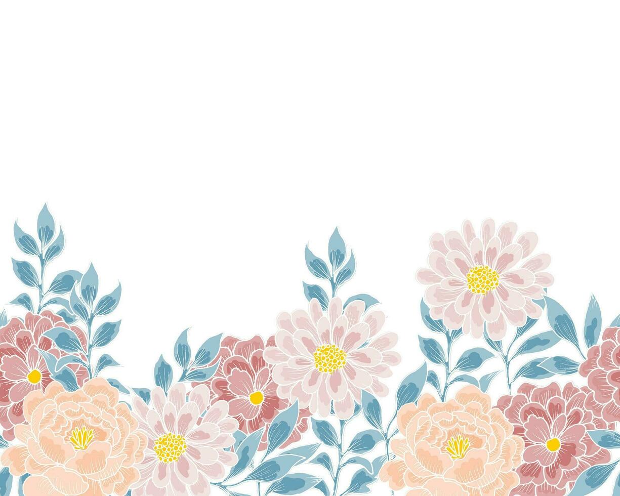 Hand Drawn Soft Vintage Rose Seamless Background vector