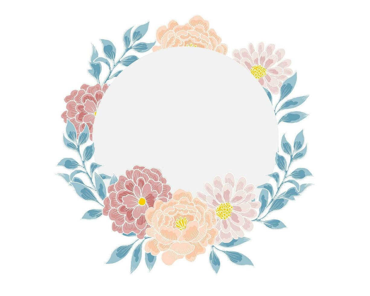 Hand Drawn Soft Vintage Rose Wreath vector
