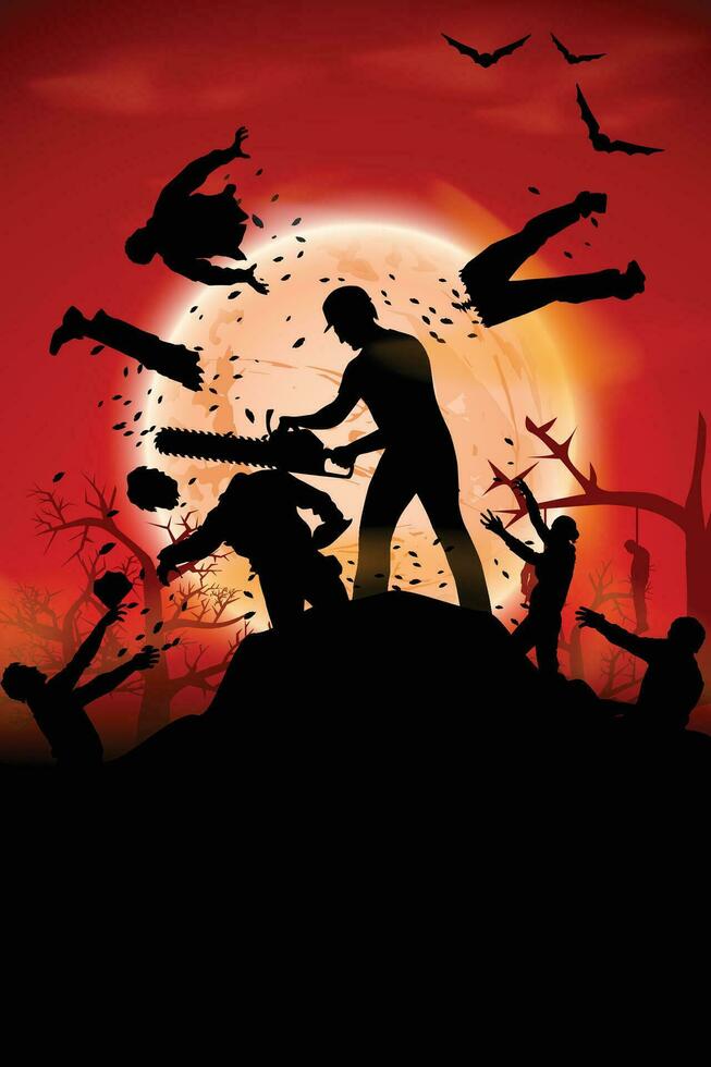 zombie halloween saw vector