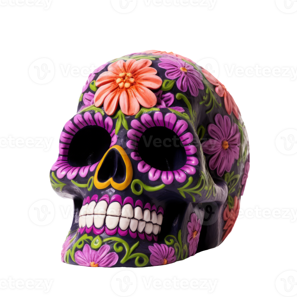 Mexican sugar skull for Dia de los Muertos, Day of the Dead png