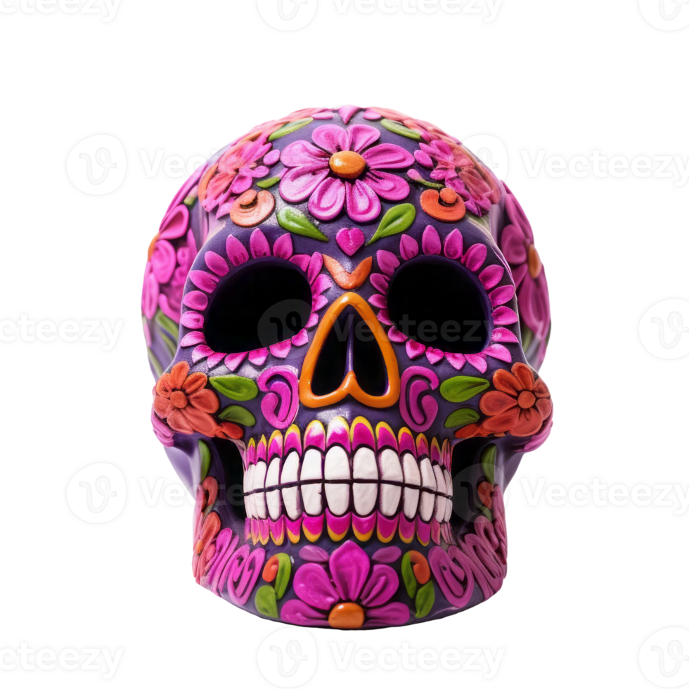 Mexican sugar skull for Dia de los Muertos, Day of the Dead png