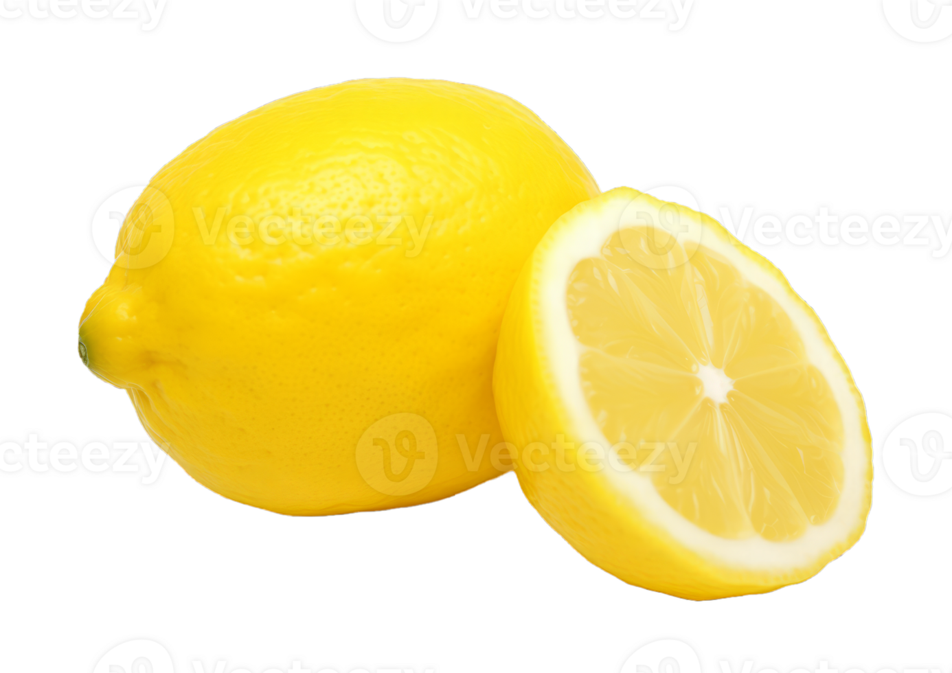 Fresh lemon with cut in half isolate on transparent background png