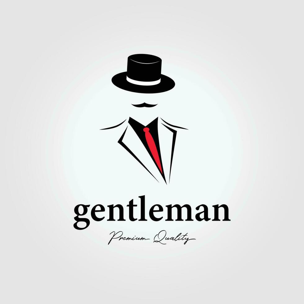 gentleman logo with vintage black hat, modern man design illustration vector