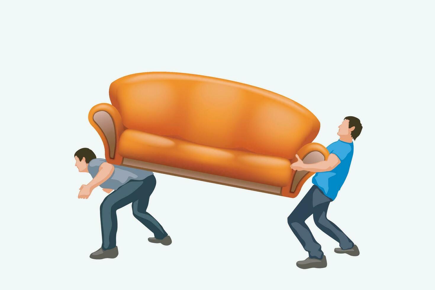 two man moving sofa vector