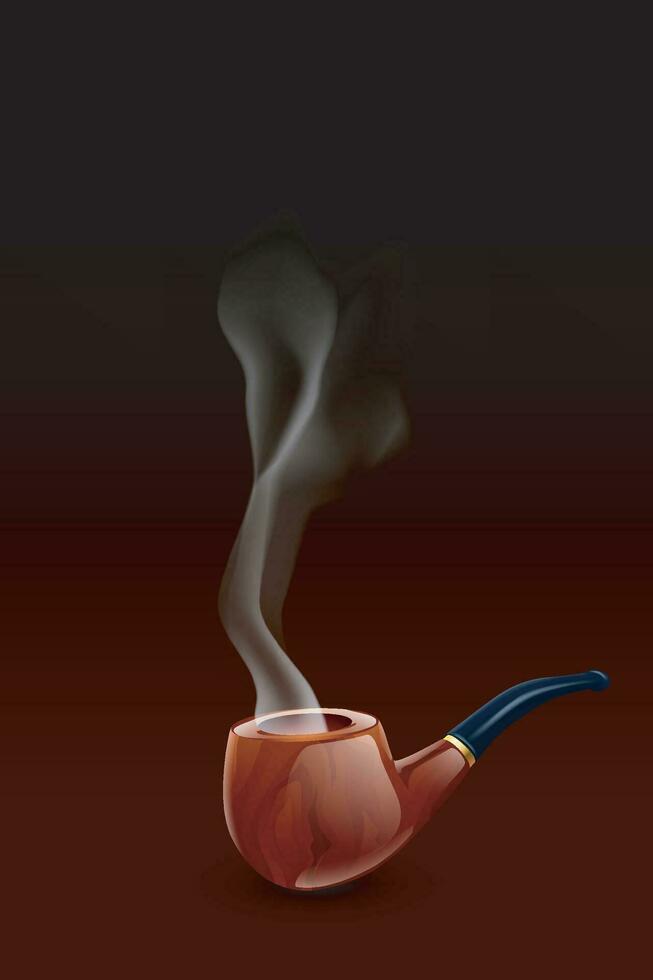 smoke wooden pipe vector
