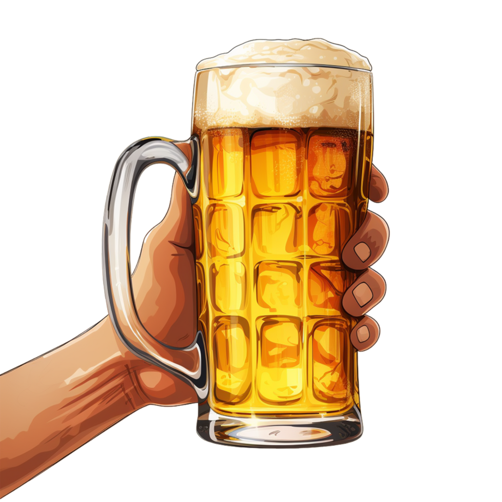 Hand halten Bier Glas png ai generativ